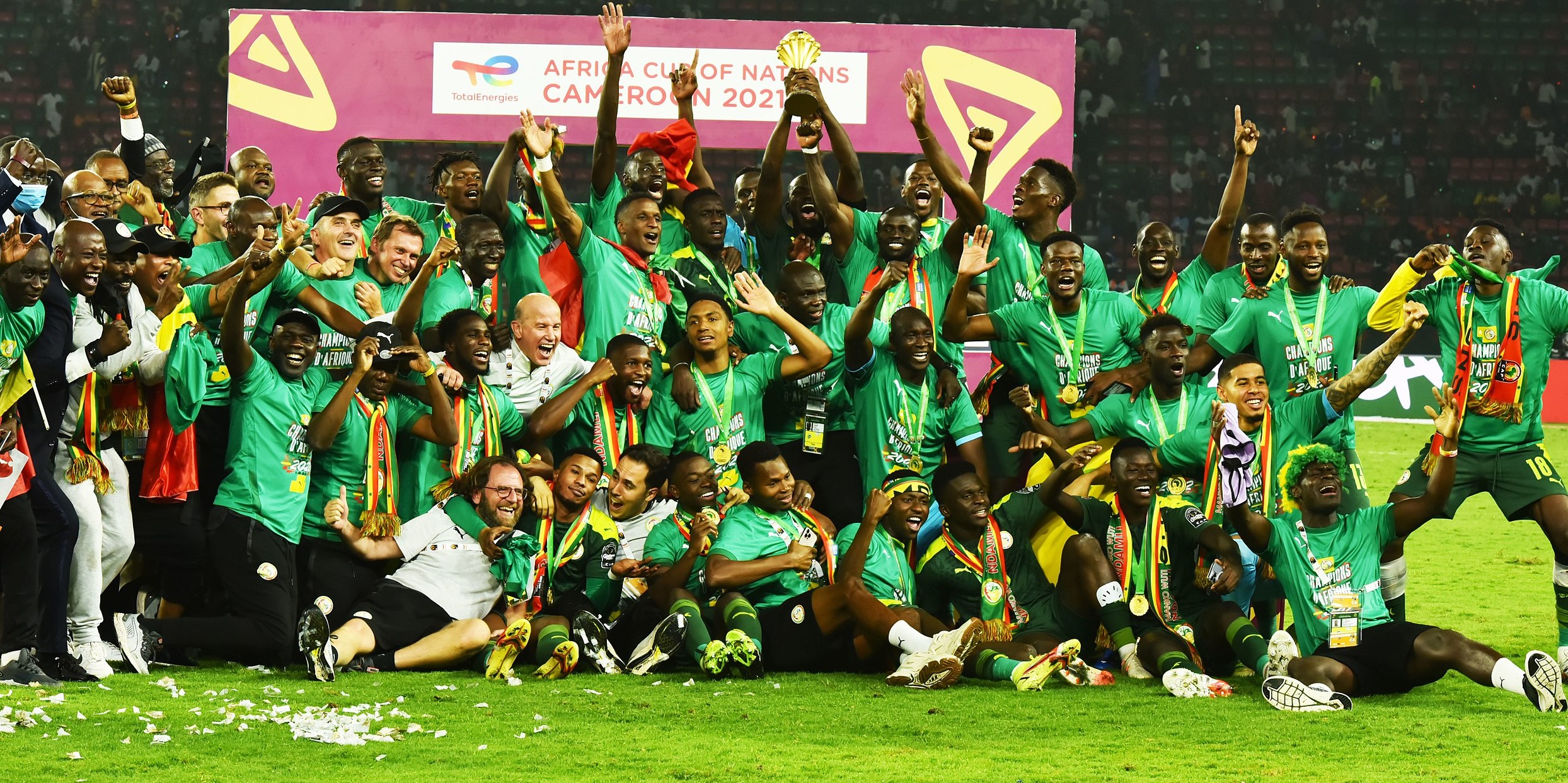 L'équipe du Sénégal, vainqueur de la Coupe d'Afrique des nations 2021