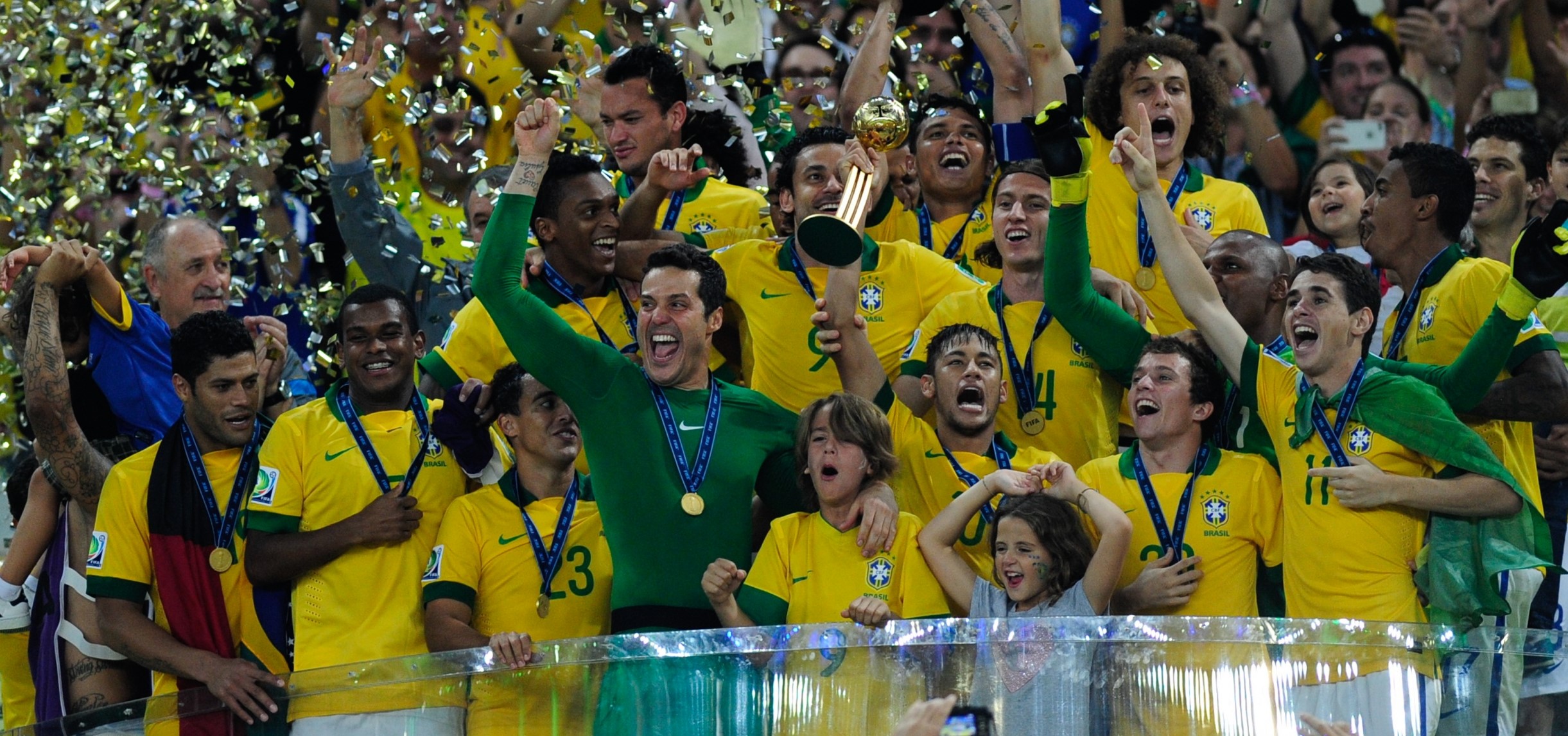 L'équipe du Brésil, vainqueur de la Coupe des Confédérations 2013